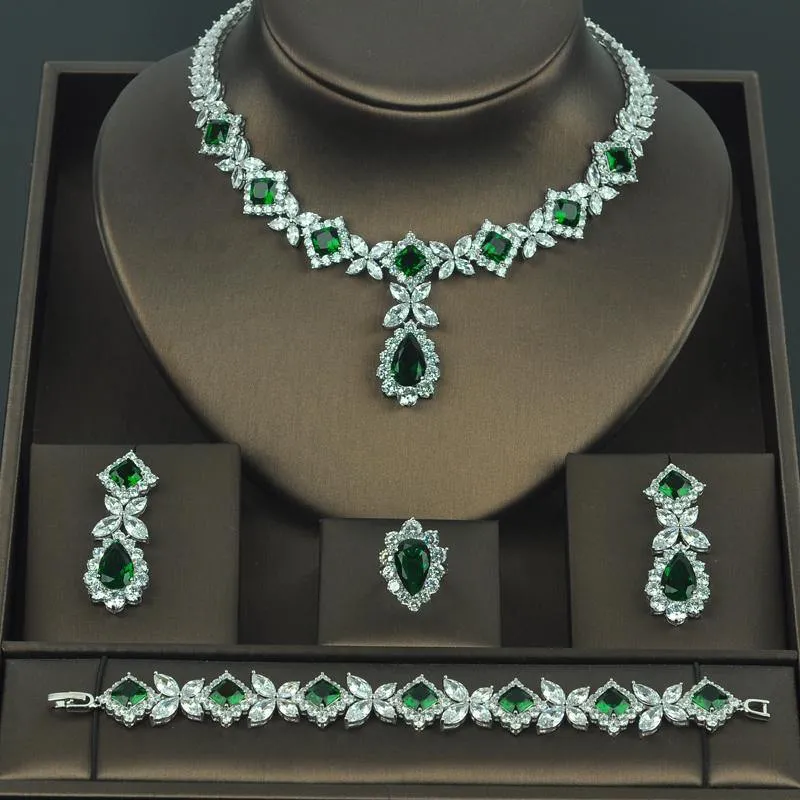 Brilliant Designer AAAA  Cubic Zirconia Crystals 4 piece Wedding Bridal Jewelry Set