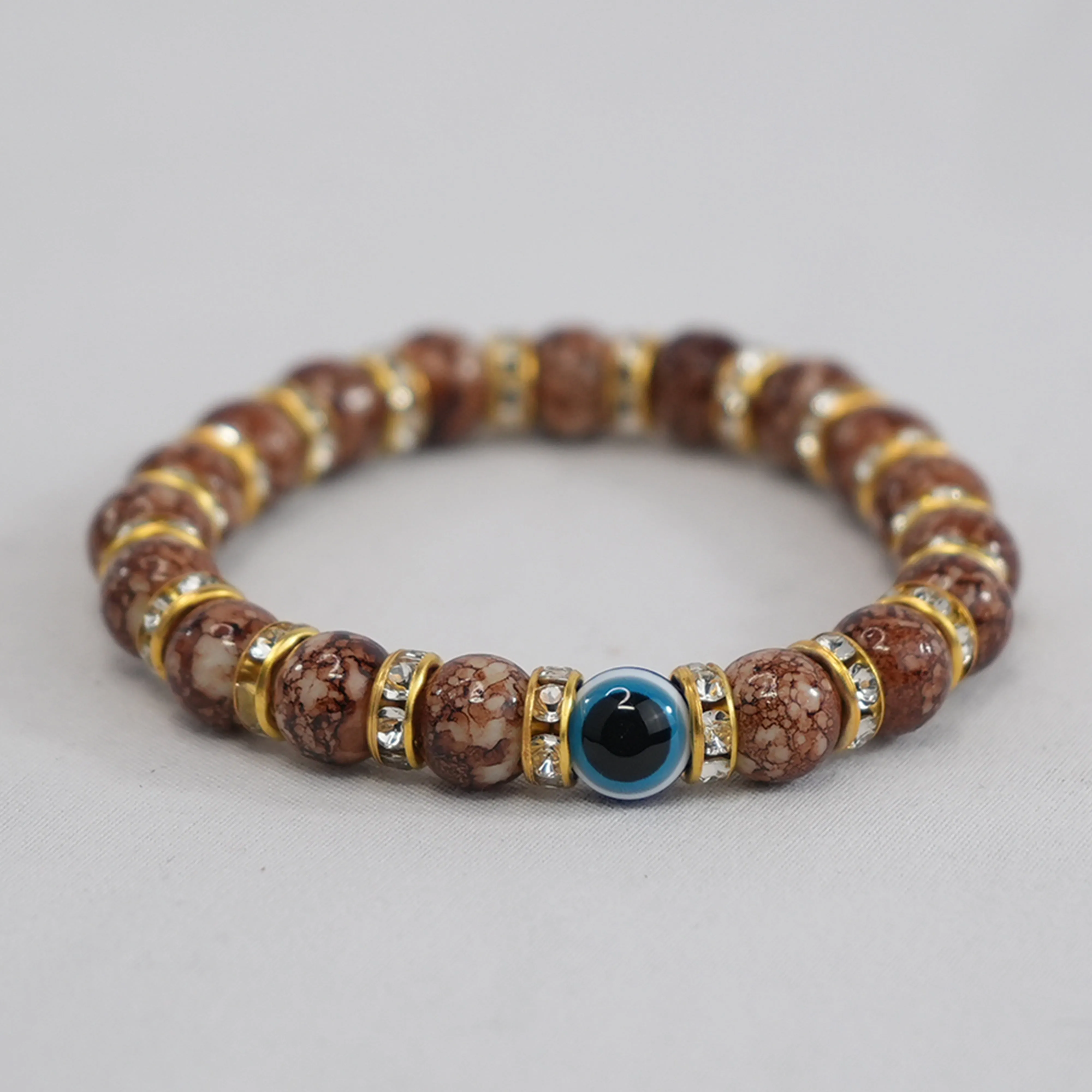 Brown Protective and Stylish Evil Eye Beaded Bracelet