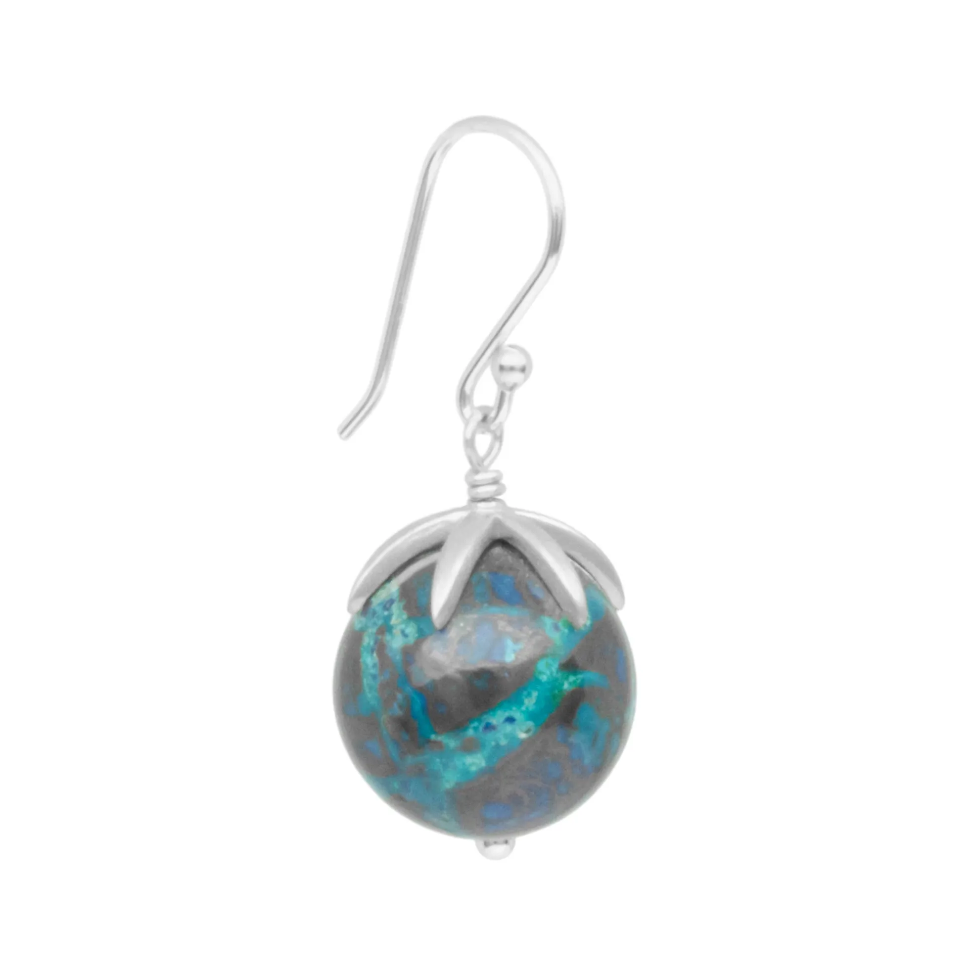 Cage Cap Gemstone Ball Earrings