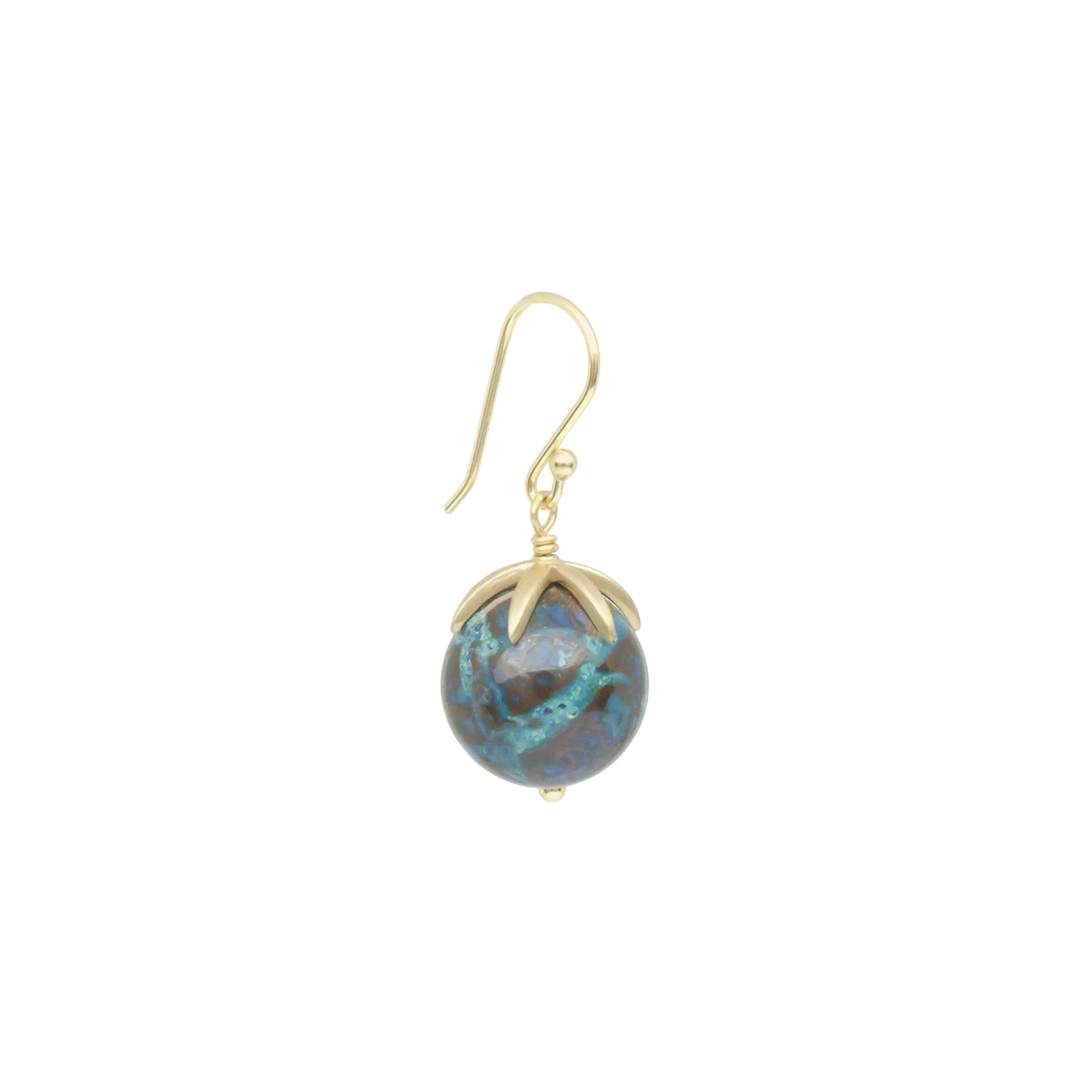 Cage Cap Gemstone Ball Earrings