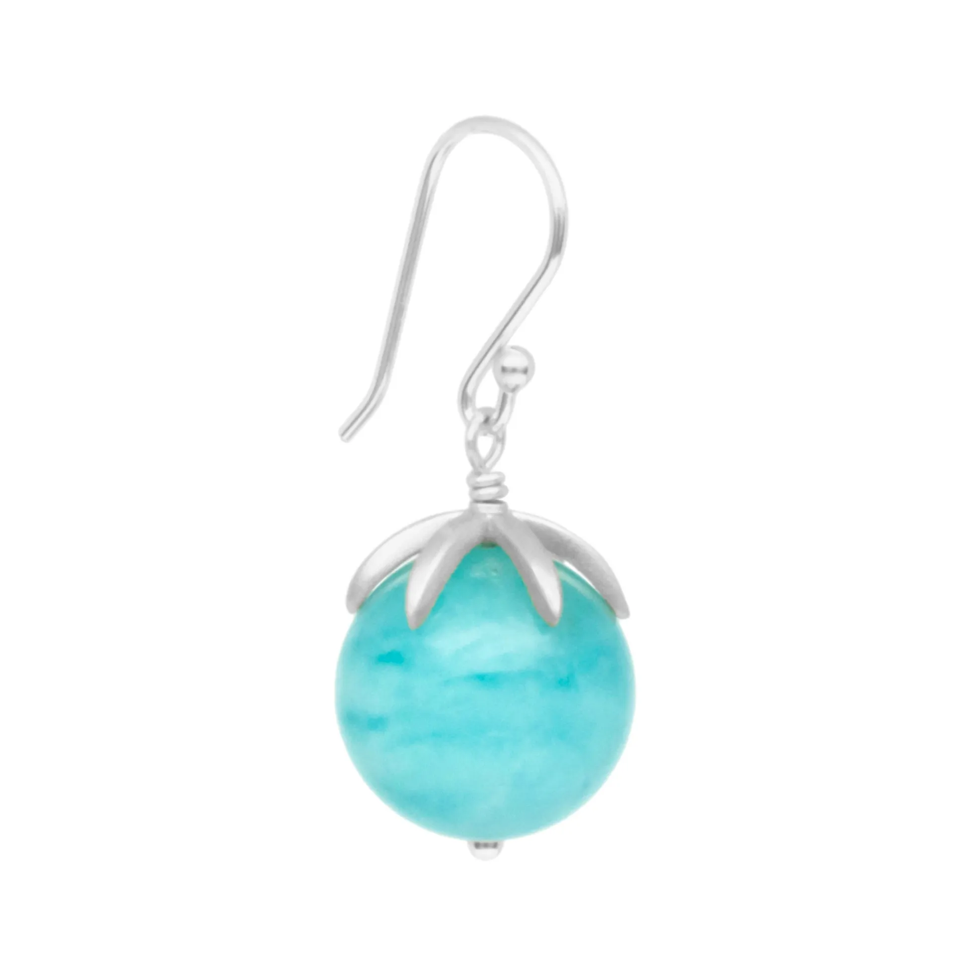Cage Cap Gemstone Ball Earrings