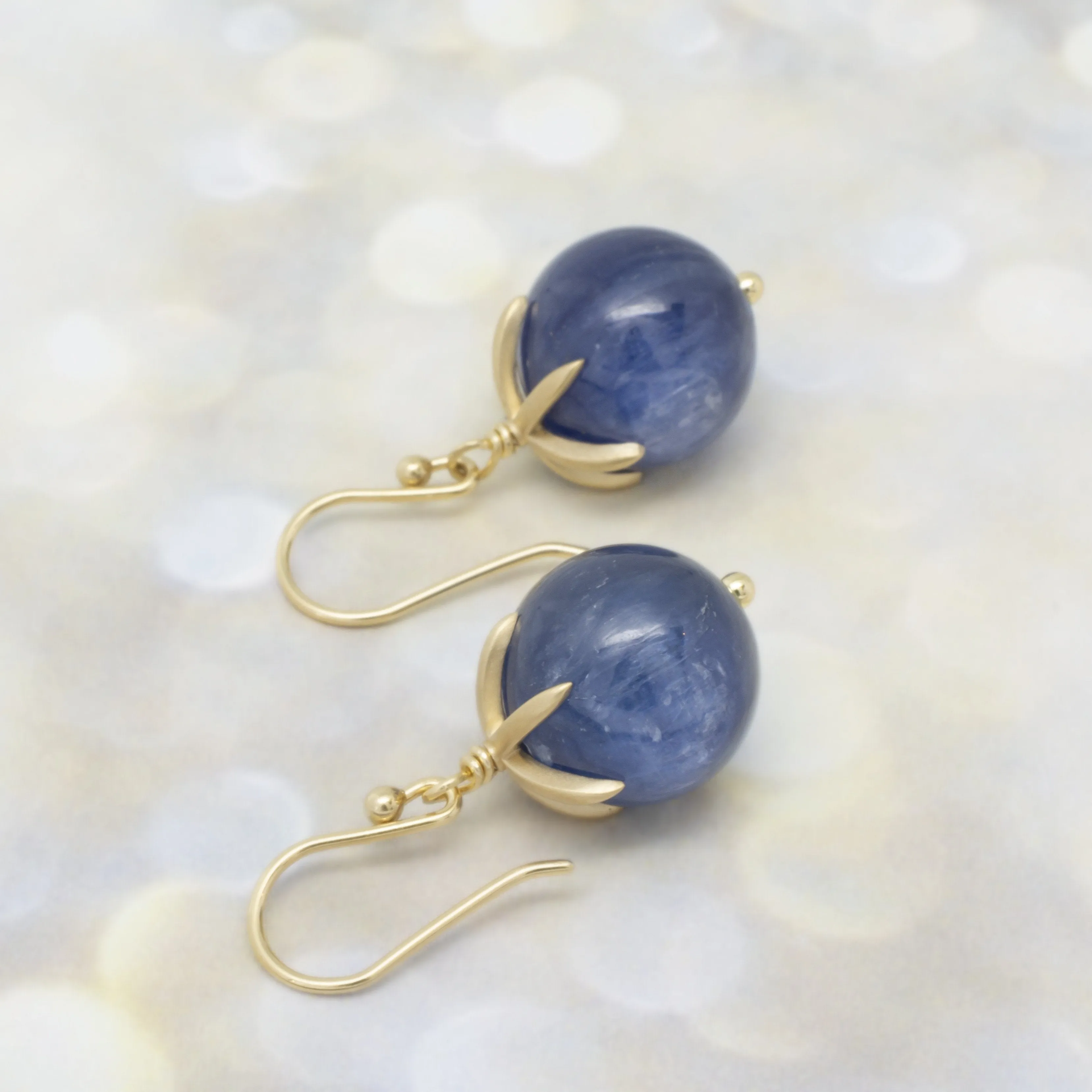 Cage Cap Gemstone Ball Earrings