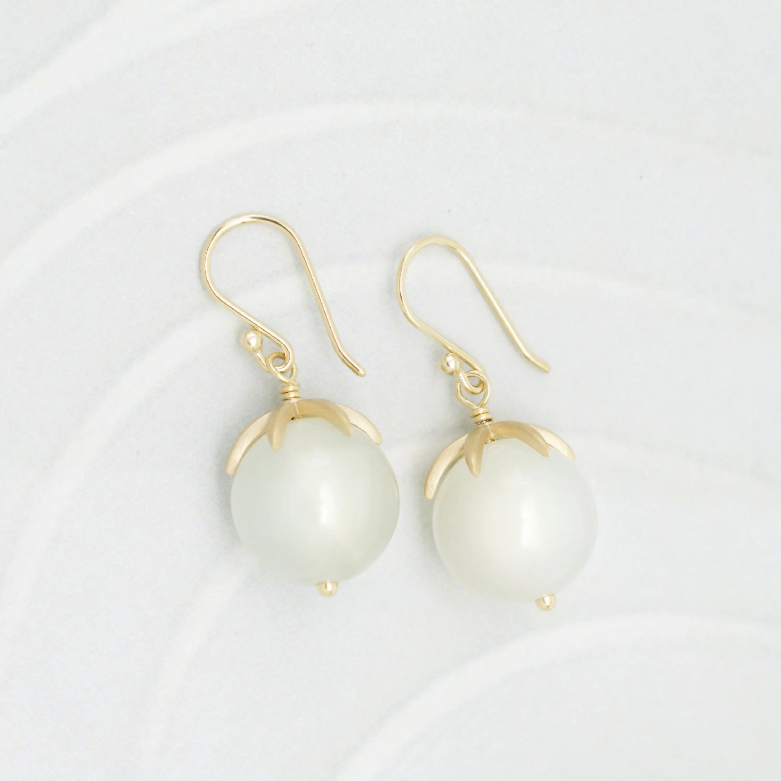 Cage Cap Gemstone Ball Earrings