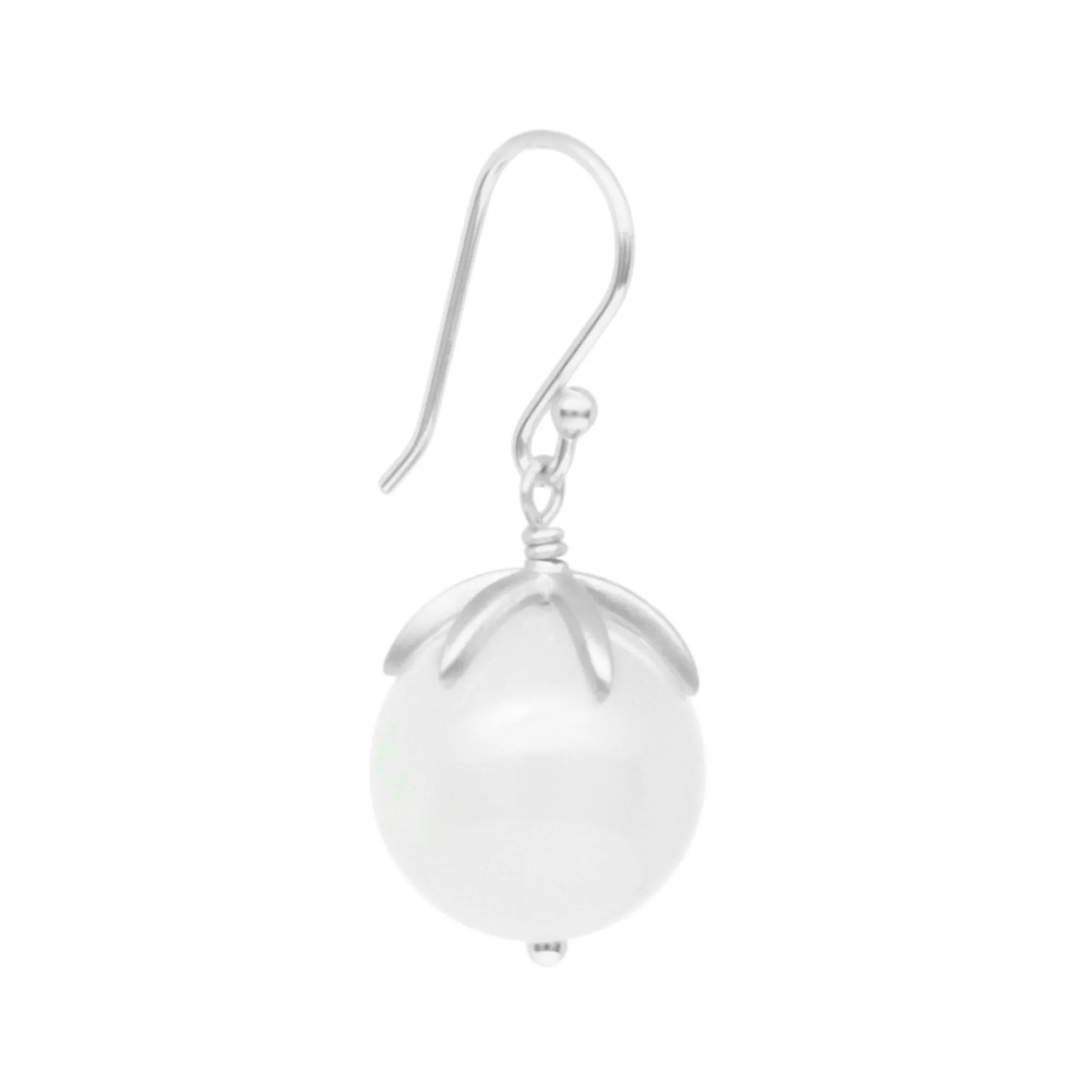 Cage Cap Gemstone Ball Earrings