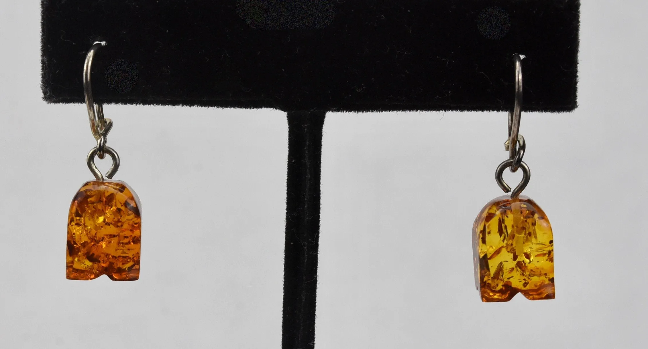 Carved Baltic Amber Dangling Earrings