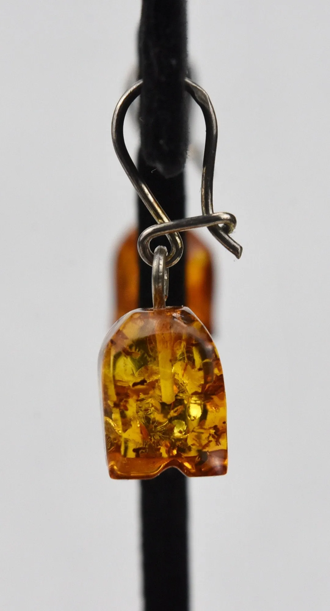 Carved Baltic Amber Dangling Earrings