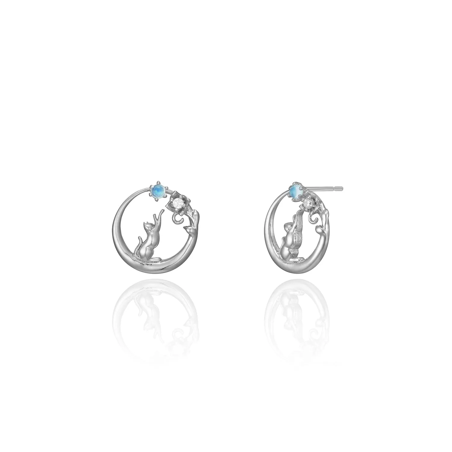 Cat Hug Moon Earrings