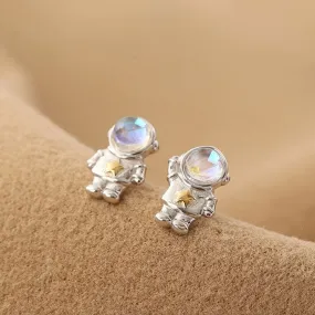 Chinese Star Astronaut 925 Sterling Silver Stud Earrings Special Design Sense Of Small Female Ins Trend