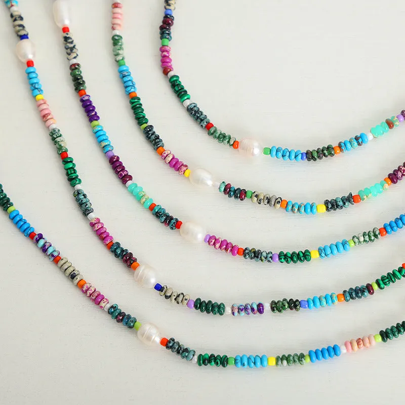 Colorful Natural Turquoise Freshwater Pearl Necklace