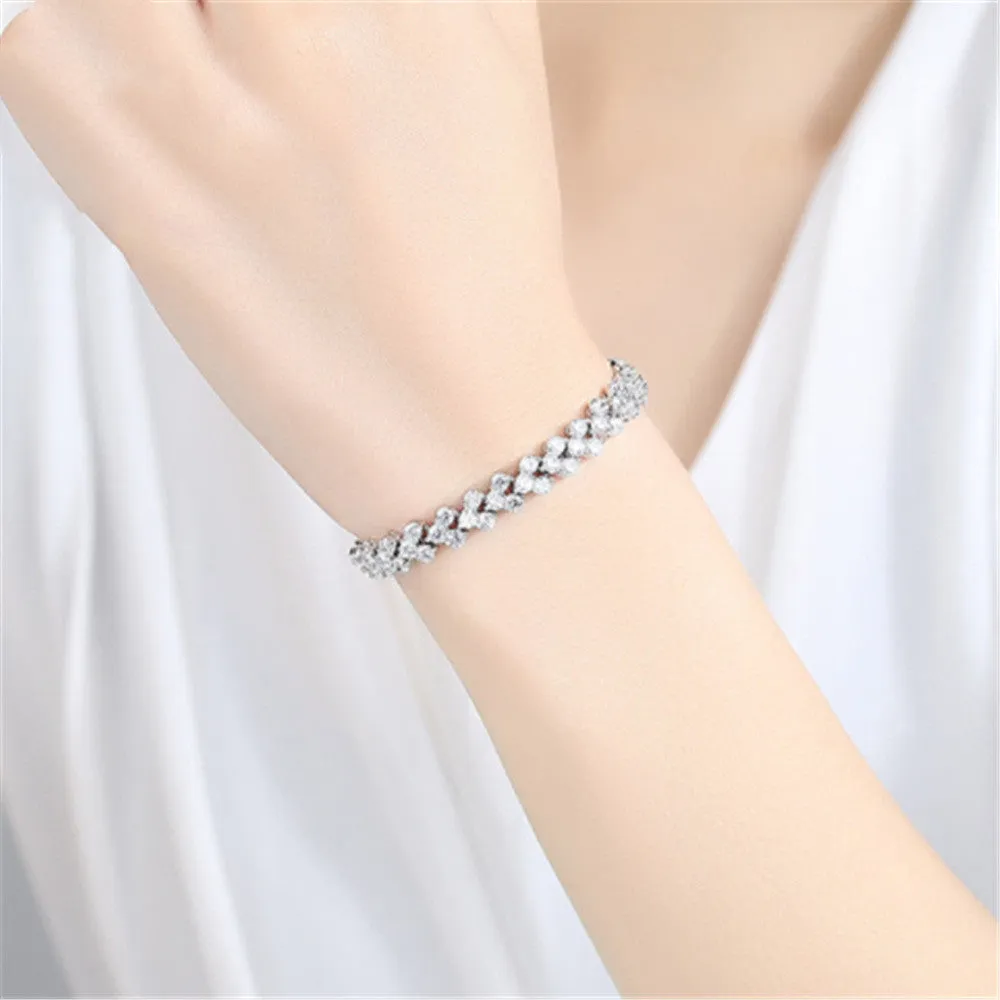Copper Inlaid AAA Zircon Bracelet Ladies Gemstone Explosion