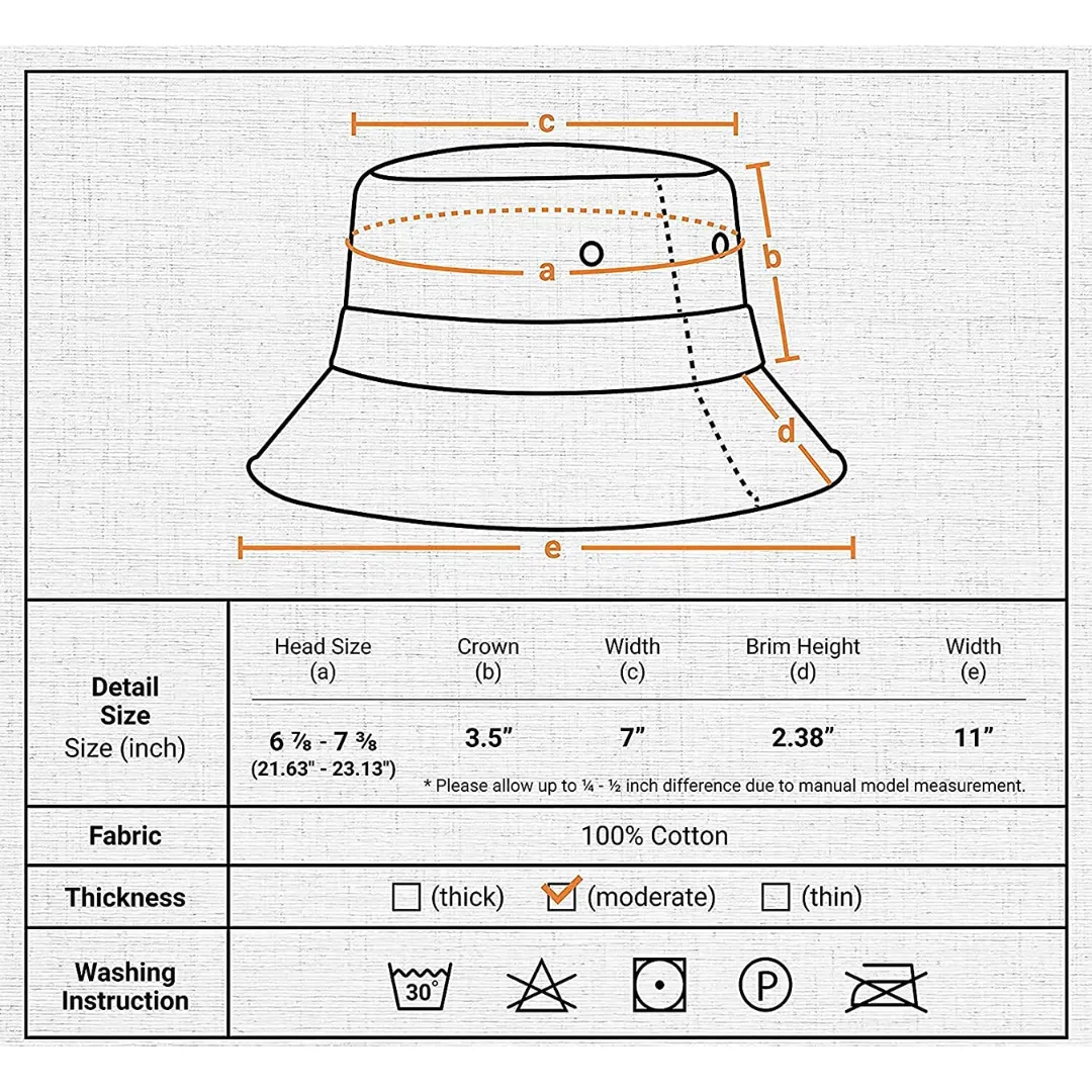 Cotton Bucket Hat, Unisex Cap (Red)
