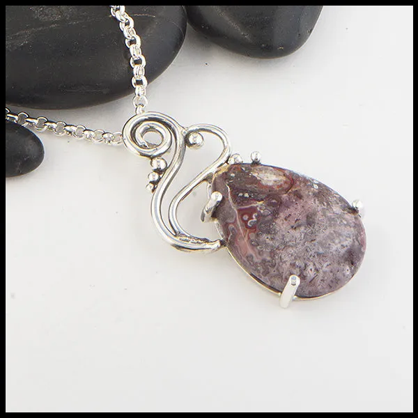 Crazy Lace Agate Pendant in Sterling Silver