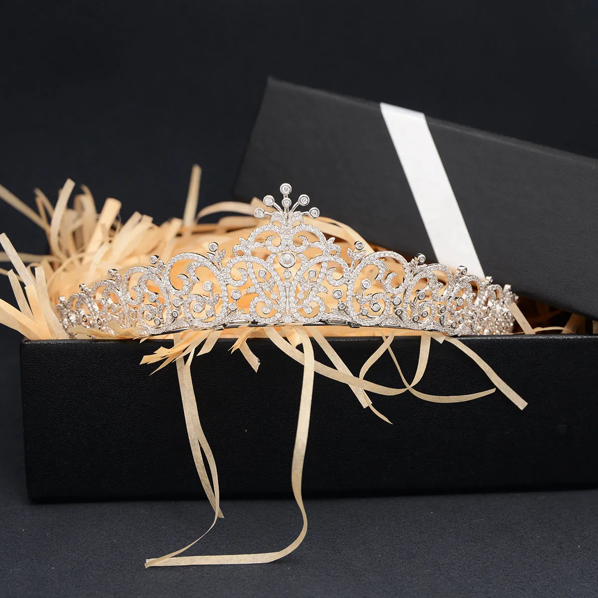 Cubic Zirconia Royal Tiara for Wedding,Crystal Bride Tiaras for Women CH10395