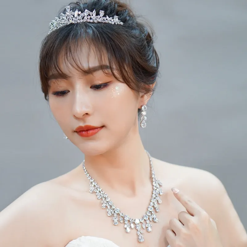Dangle Drop Zircon Bridal Jewelry Sets