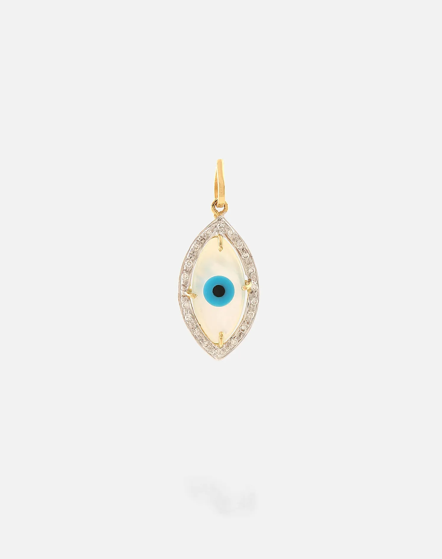 Evil Eye Charm Pendant – Marquise with Diamonds