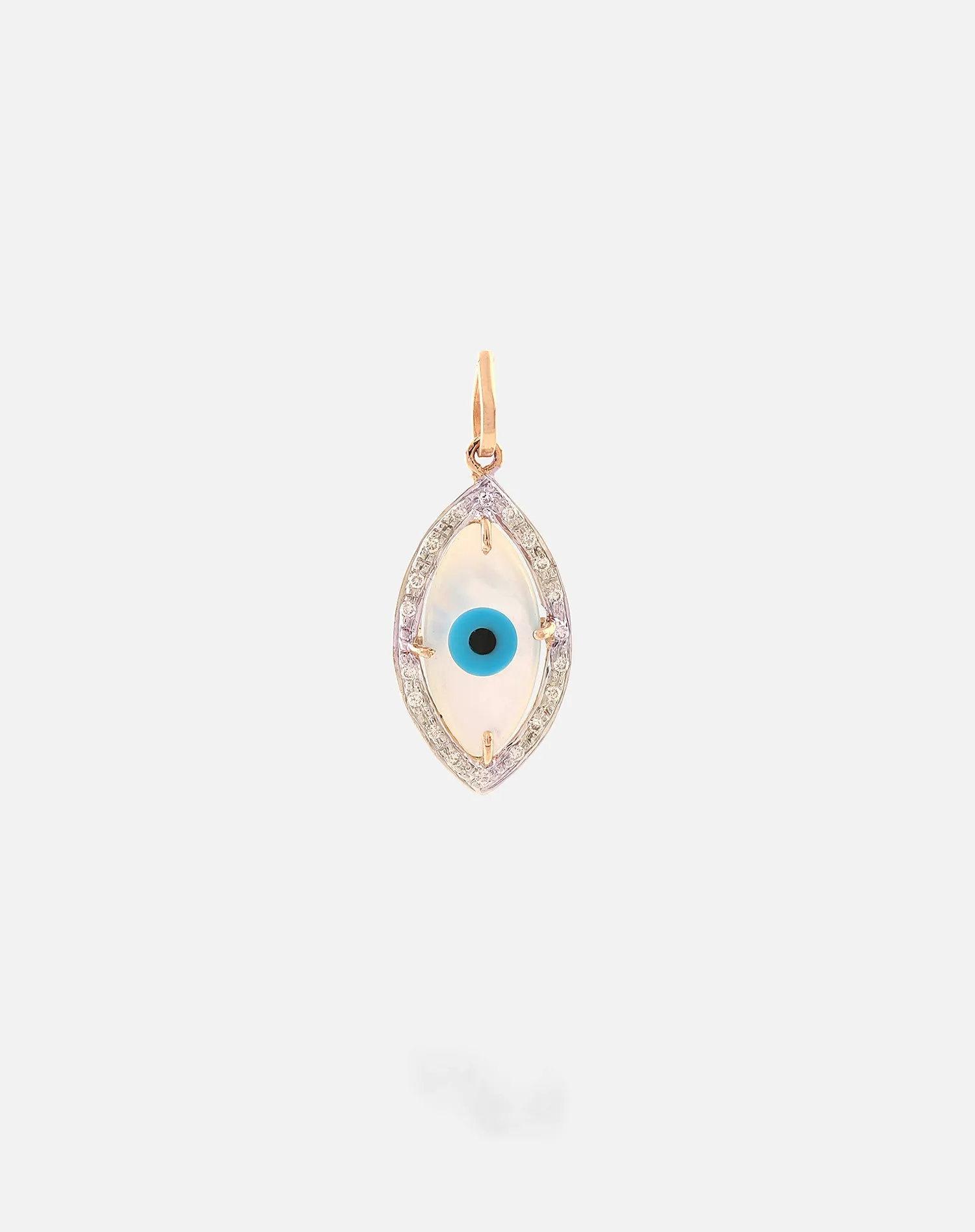 Evil Eye Charm Pendant – Marquise with Diamonds