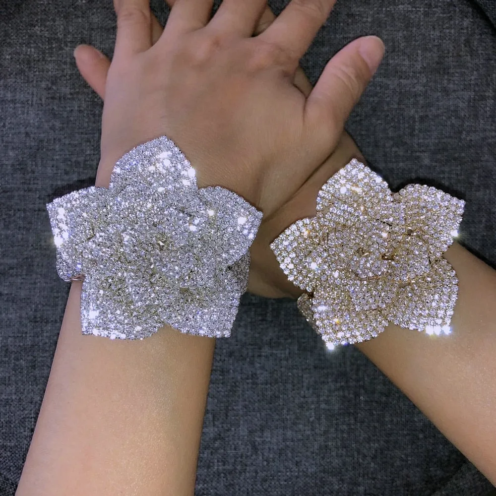 Flower or Bow Shape Rhinestone Rose Wrist Corsages- Bracelets