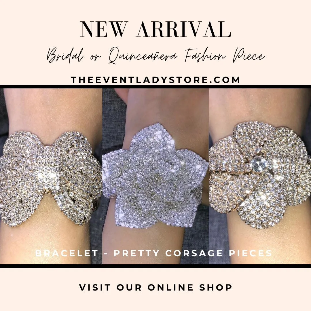 Flower or Bow Shape Rhinestone Rose Wrist Corsages- Bracelets