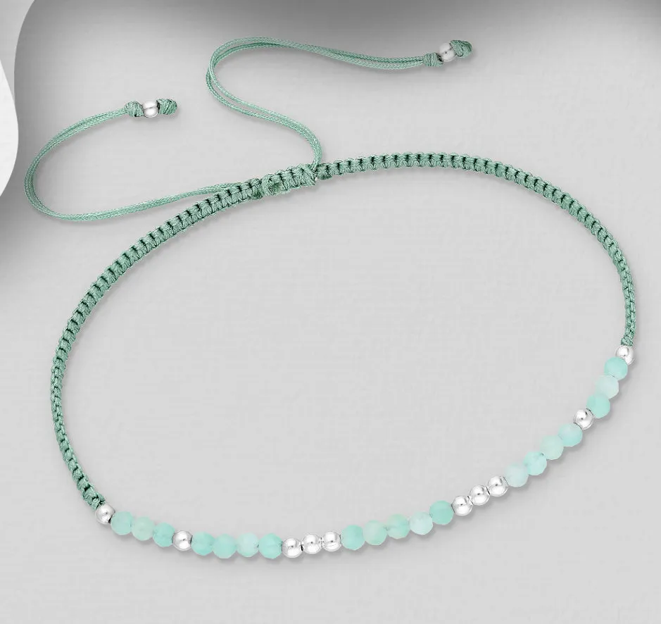 Gemstone and Sterling String Bracelets