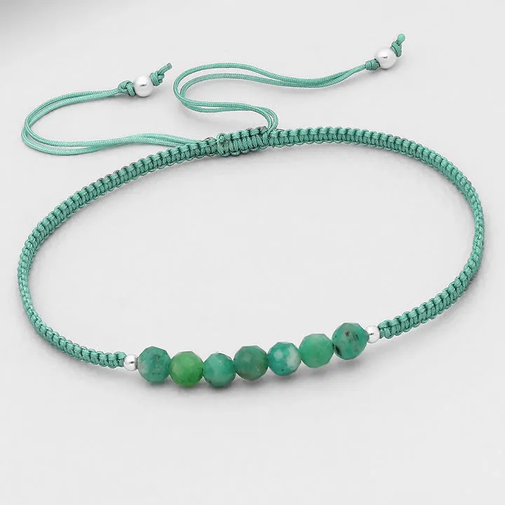 Gemstone and Sterling String Bracelets