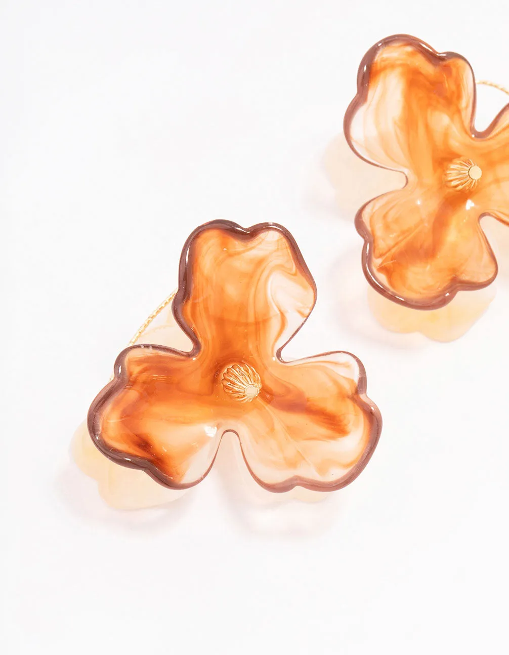 Gold & Amber Floral Petal Drop Earrings