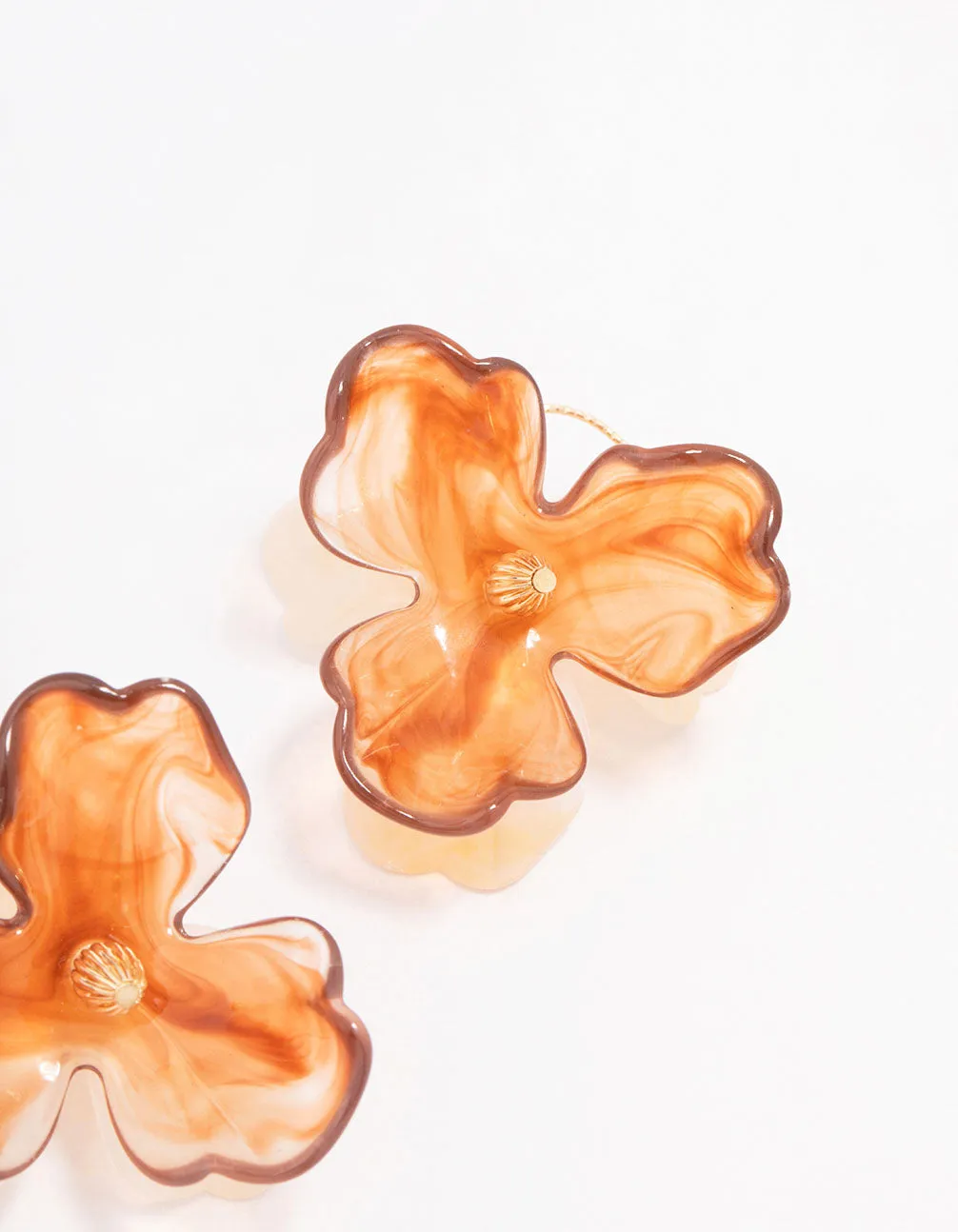Gold & Amber Floral Petal Drop Earrings