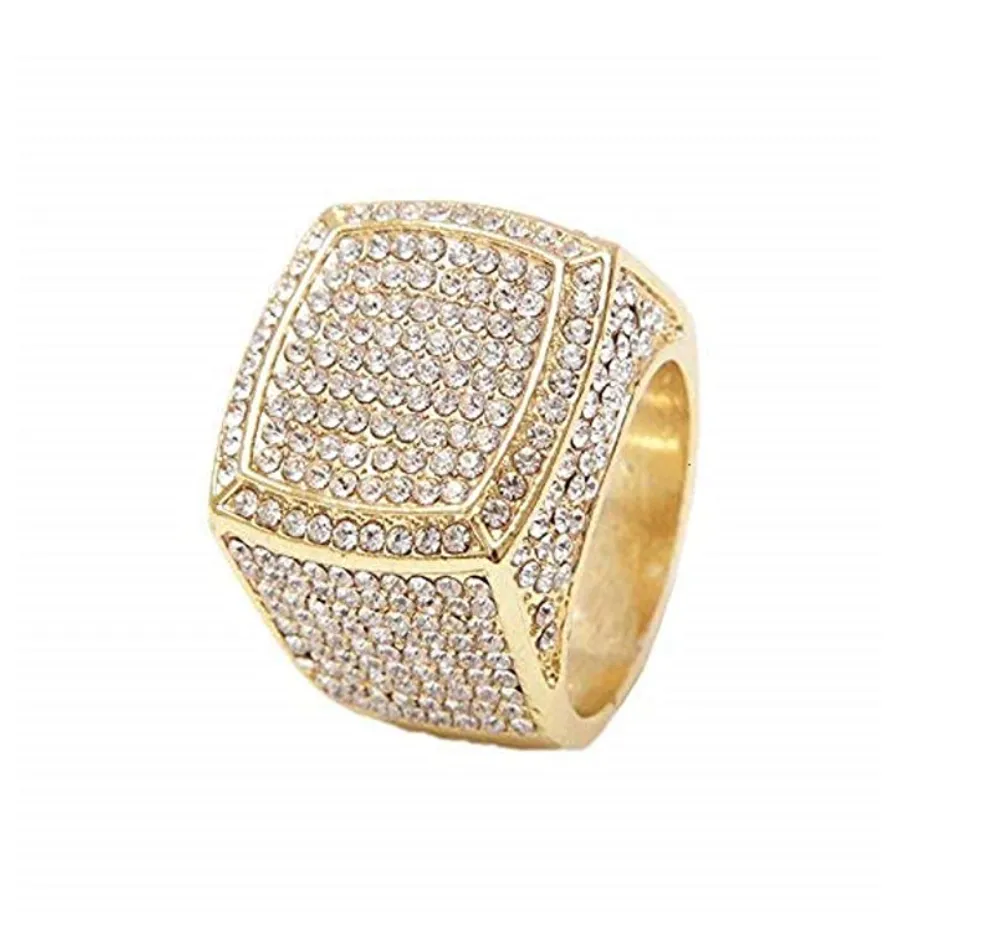 Gold Color Watch Simulated Diamond Watch Bundle Bracelet Cuban Link Necklace Tennis Chain Ring Earrings Gift Set