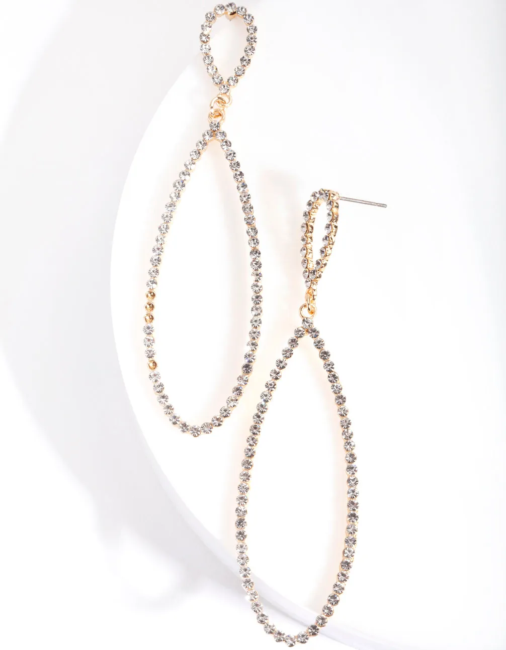 Gold Large Diamante Teardrop Earring