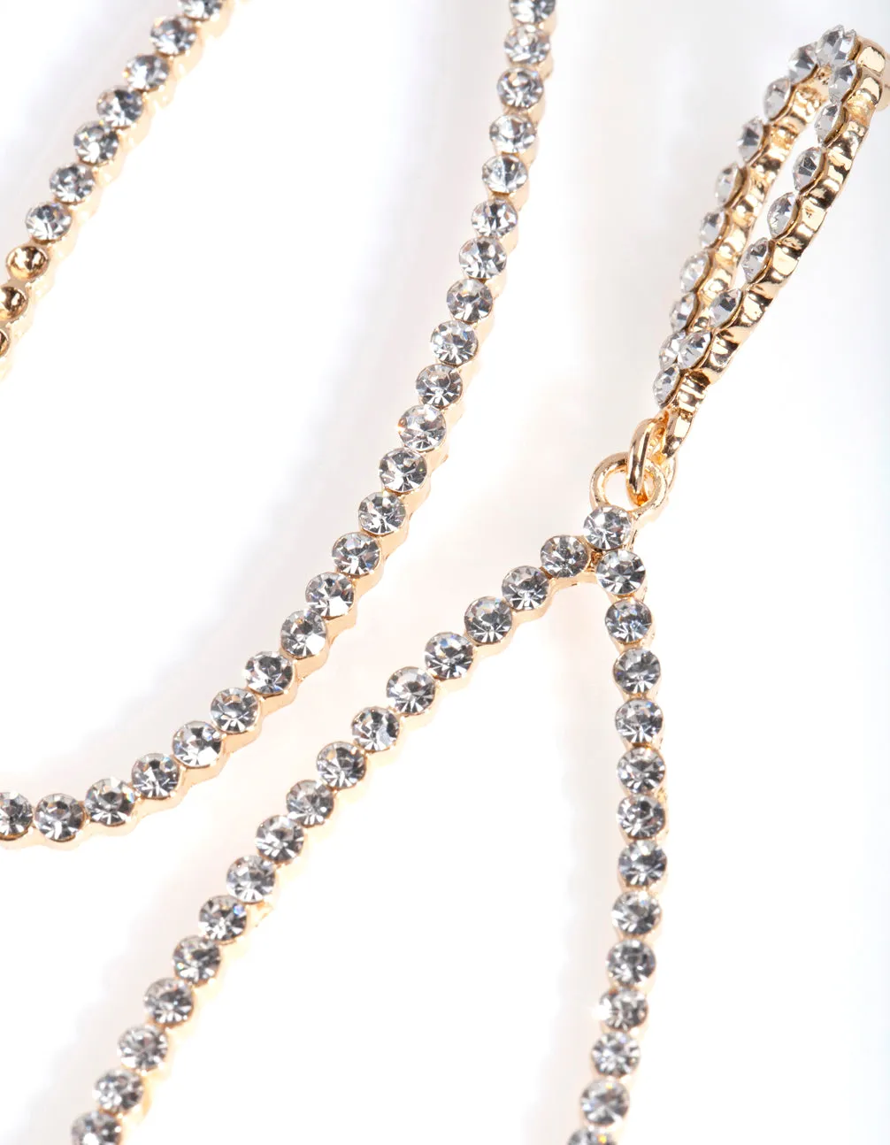 Gold Large Diamante Teardrop Earring