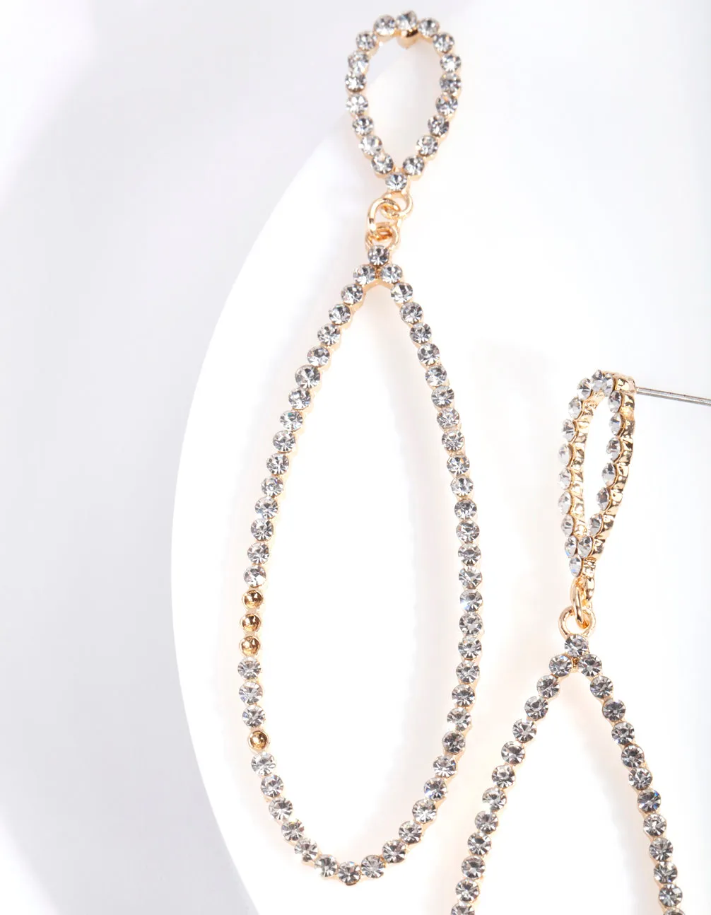 Gold Large Diamante Teardrop Earring