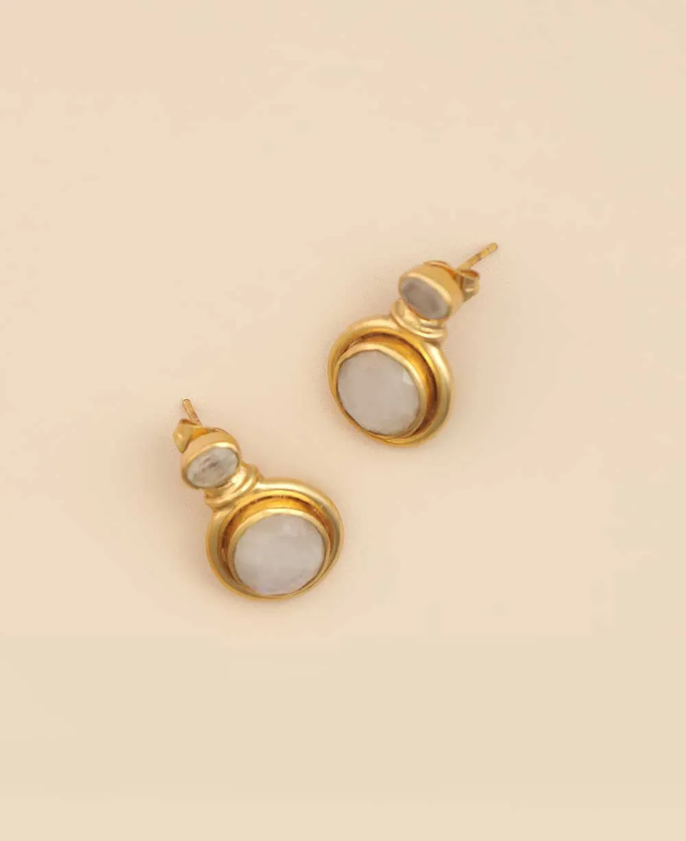 Gold-Plated Earrings with Moonstone