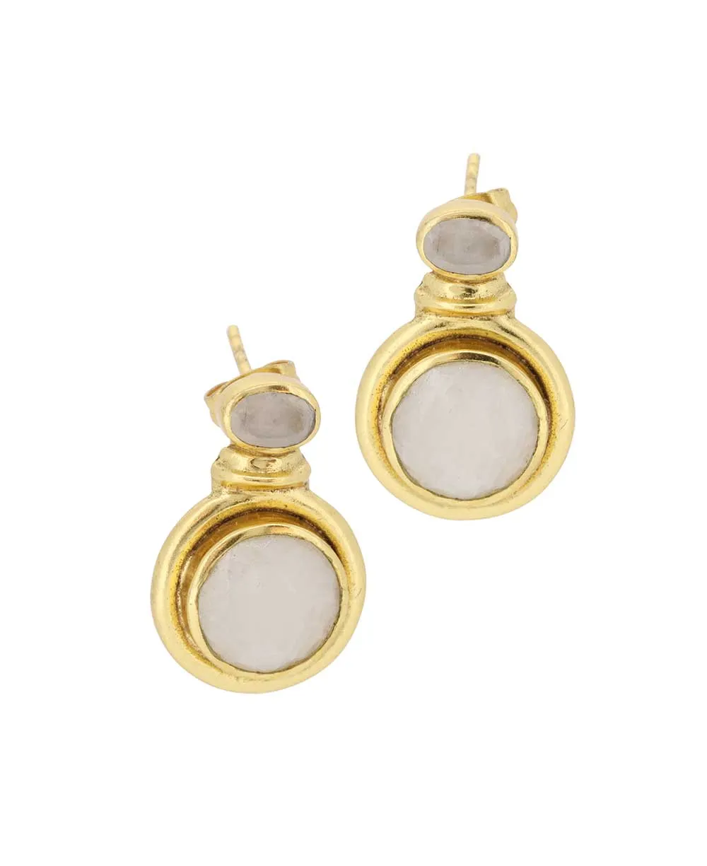 Gold-Plated Earrings with Moonstone