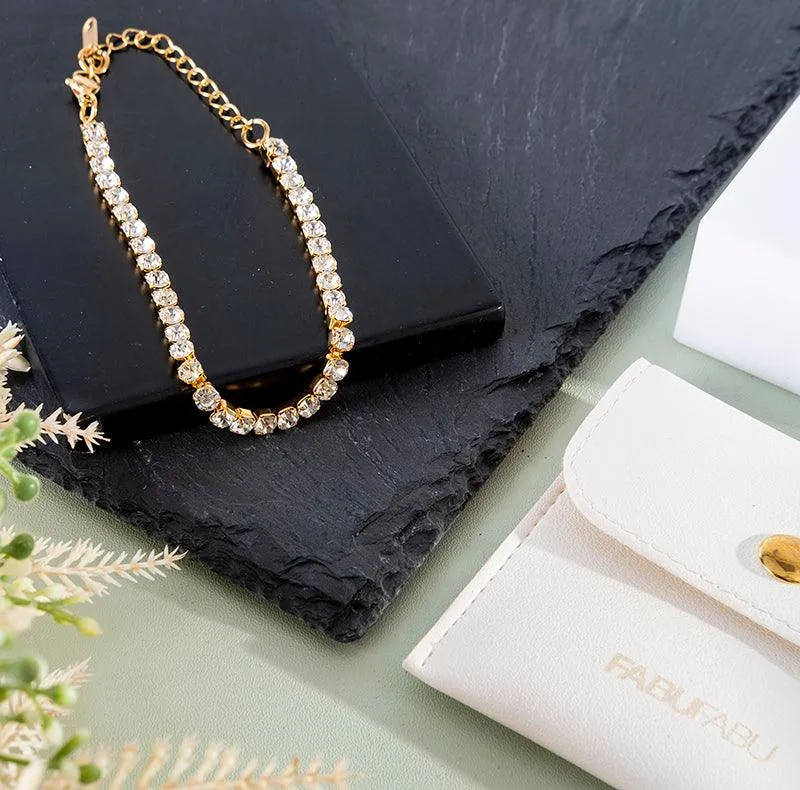 Gold Plated Zircon Bracelet | Bracelet Gold Bracelet | Zircon Bracelet | Diamond Like Bracelet | Stainless Bracelet