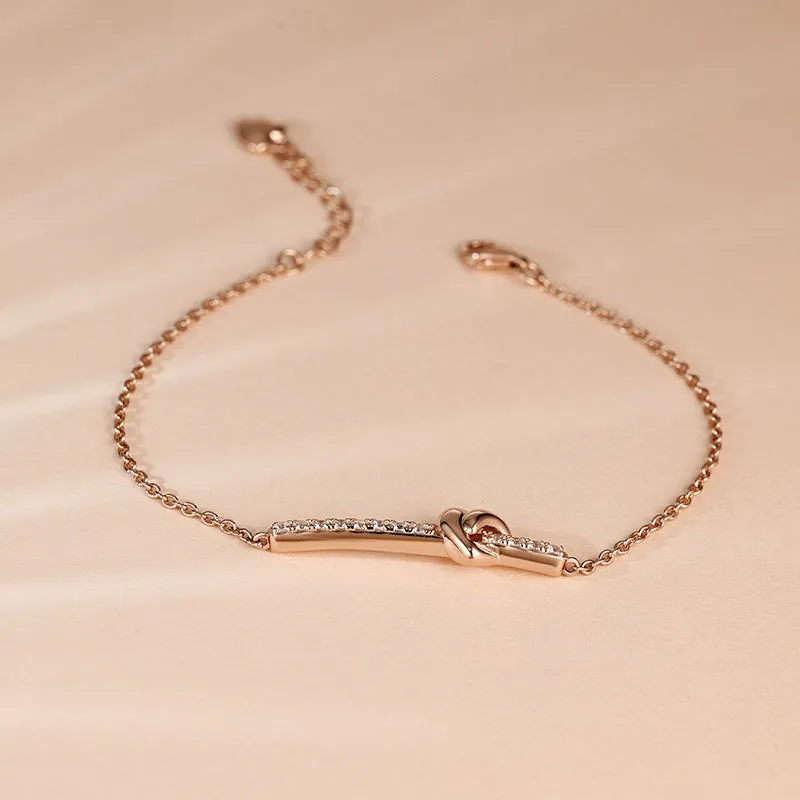 Heart with Zircon Bar Silver Bracelet for Women