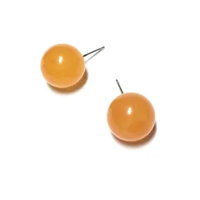 Honey Amber Yellow Marbled Lucite Stud Earrings