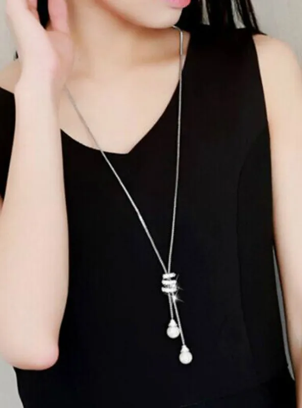 HOT Simulated Pearl Crystal Long Sweater Chain