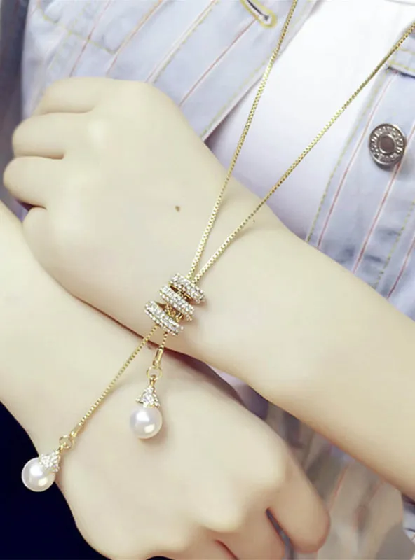 HOT Simulated Pearl Crystal Long Sweater Chain
