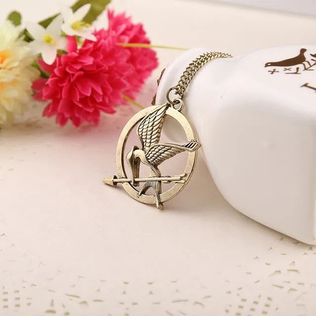 Hunger Games Necklace Bird Eagle Animal Arrow Logo Pendant