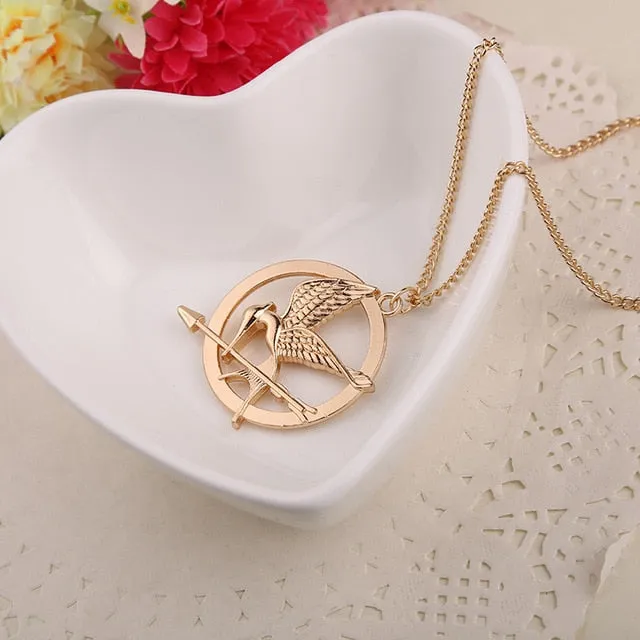 Hunger Games Necklace Bird Eagle Animal Arrow Logo Pendant