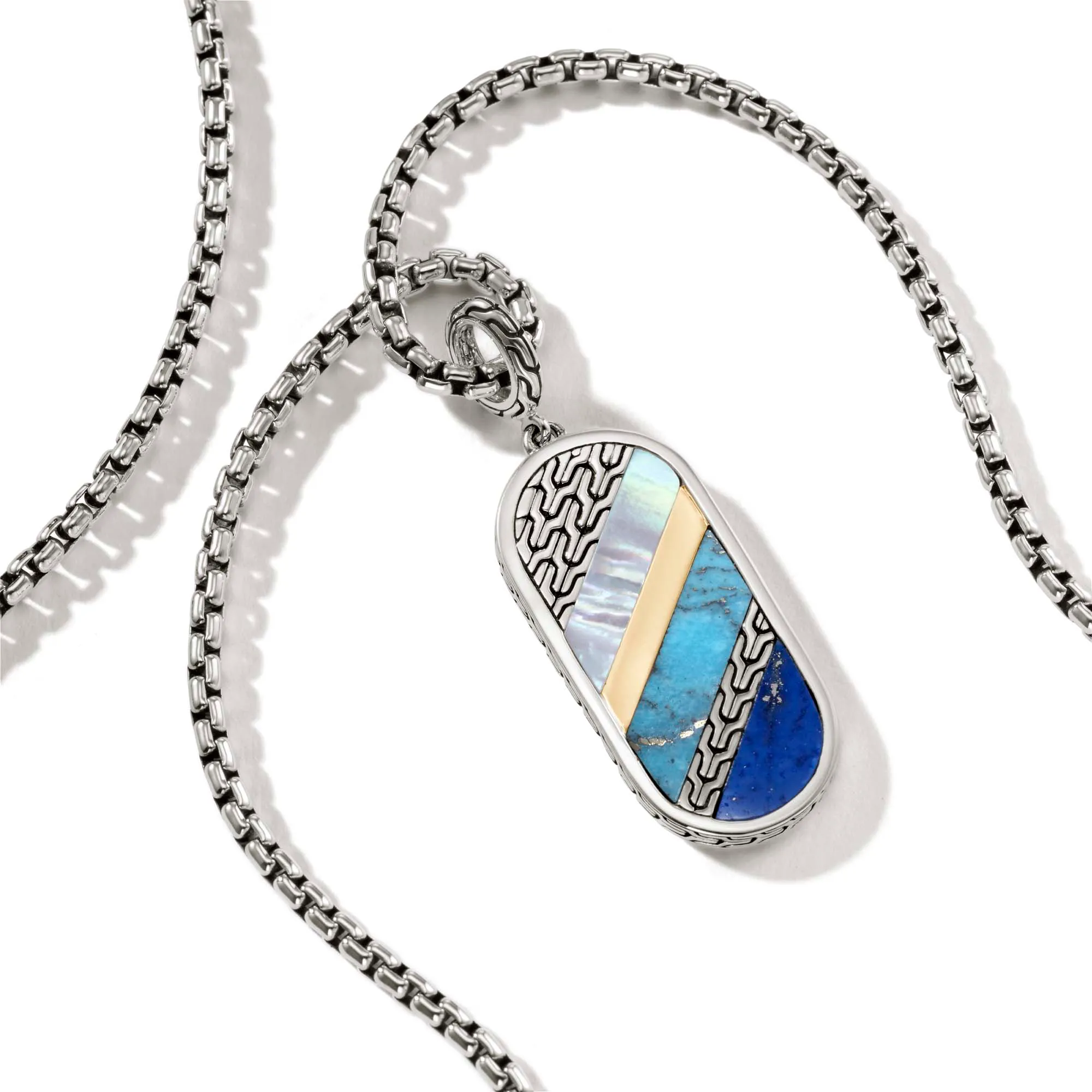 John Hardy Classic Chain Yellow Gold & Sterling Silver Box Chain Pendant Necklace