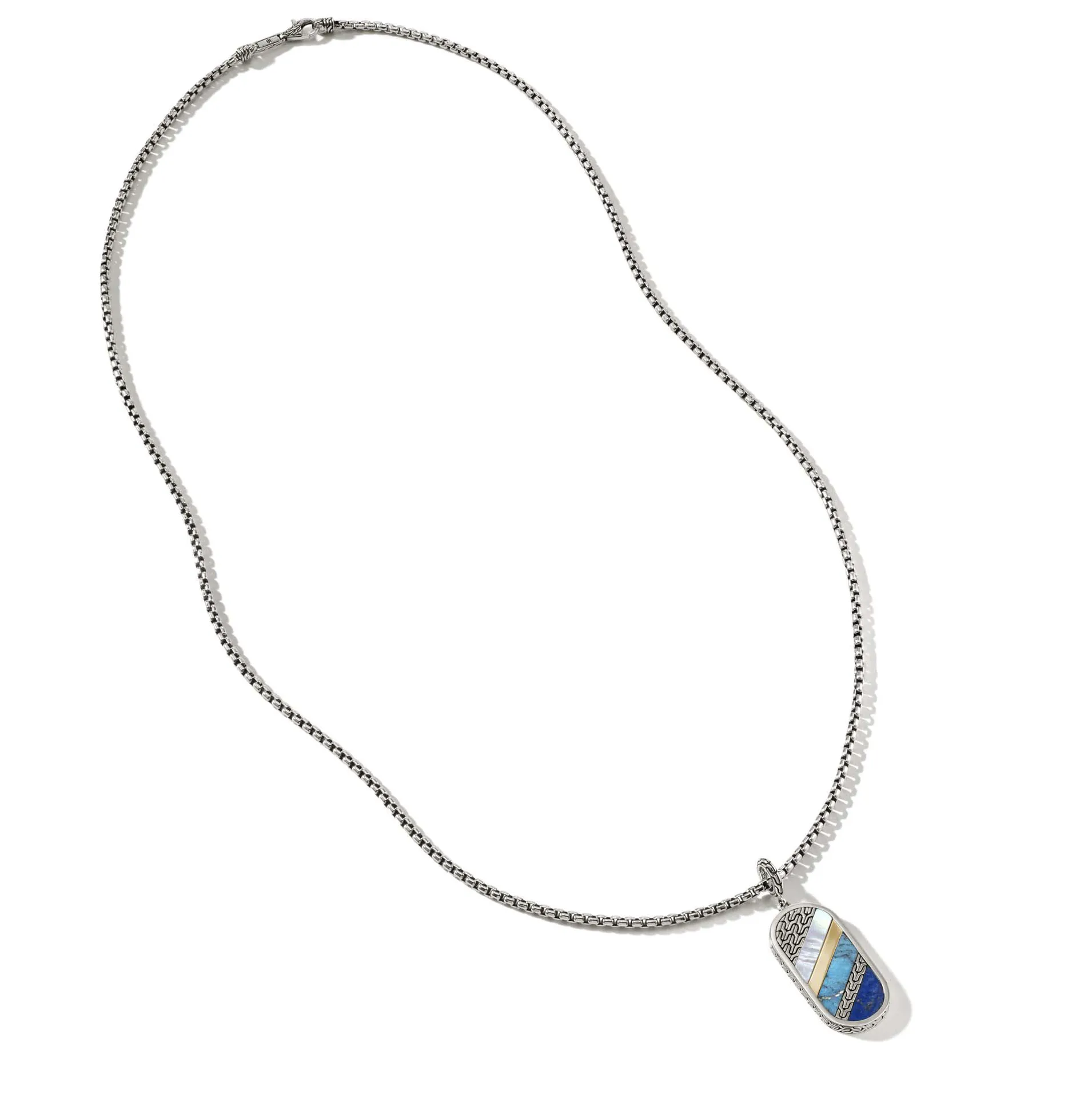 John Hardy Classic Chain Yellow Gold & Sterling Silver Box Chain Pendant Necklace