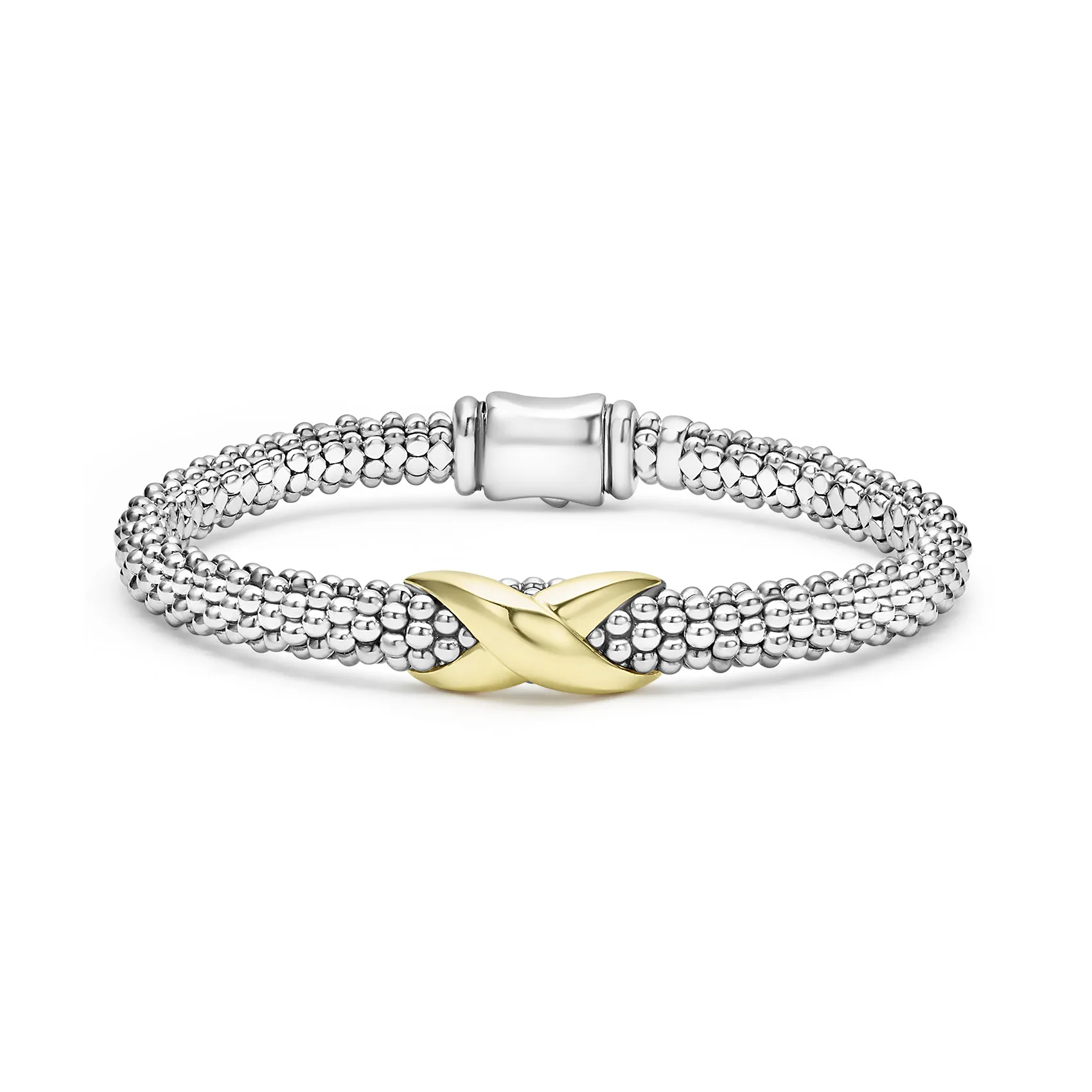 LAGOS Embrace Two-Tone X Caviar Bracelet, 6mm