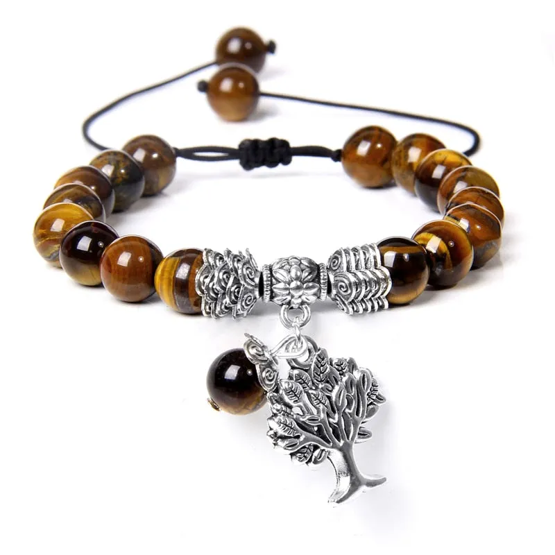 Lapis Lazuli Beads Life Tree Charm Bracelet