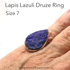 Lapis Lazuli Druse Teardrop Ring, 925 Silver g3