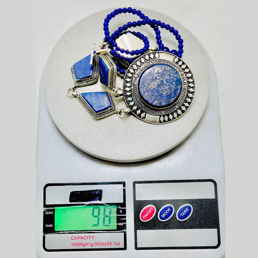 Long Chain Lapis Lazuli Pendant Necklace