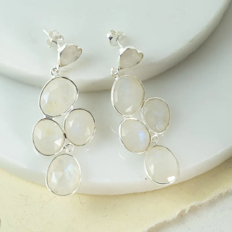 Long Gemstone Earrings Moonstone