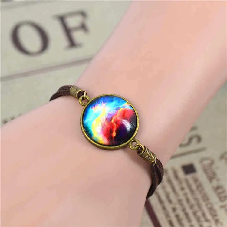 Men Women Bracelet Jewelry Fashion Galaxy Bracelet Lovely Space Pendant Suede Leather Bracelet Bangles Gift