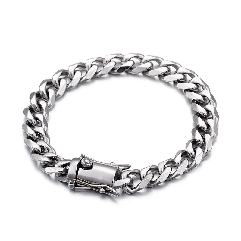 Men's 18K Gold CZ Zircon Cuban Chain Bracelet and Necklace - European and American Hip-hop Style