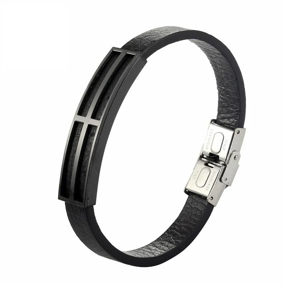 Men's Cross Bracelet <br> Black Cross