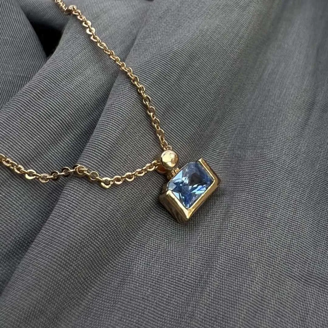 Minimalist Candy Aquamarine Perfume Bottle Necklace for Women